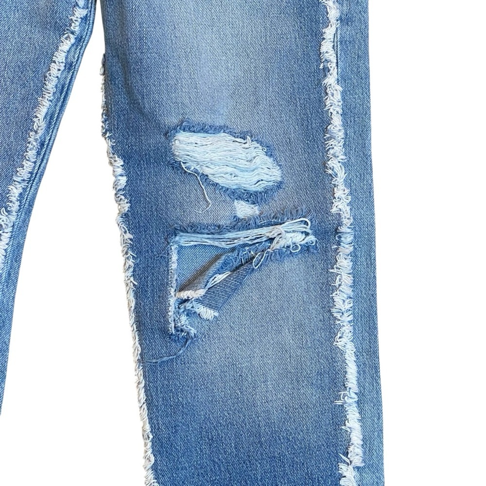 FRAME Layered Look Distressed Straight Jeans Coast Combo Size 27 - Picture 7 of 16